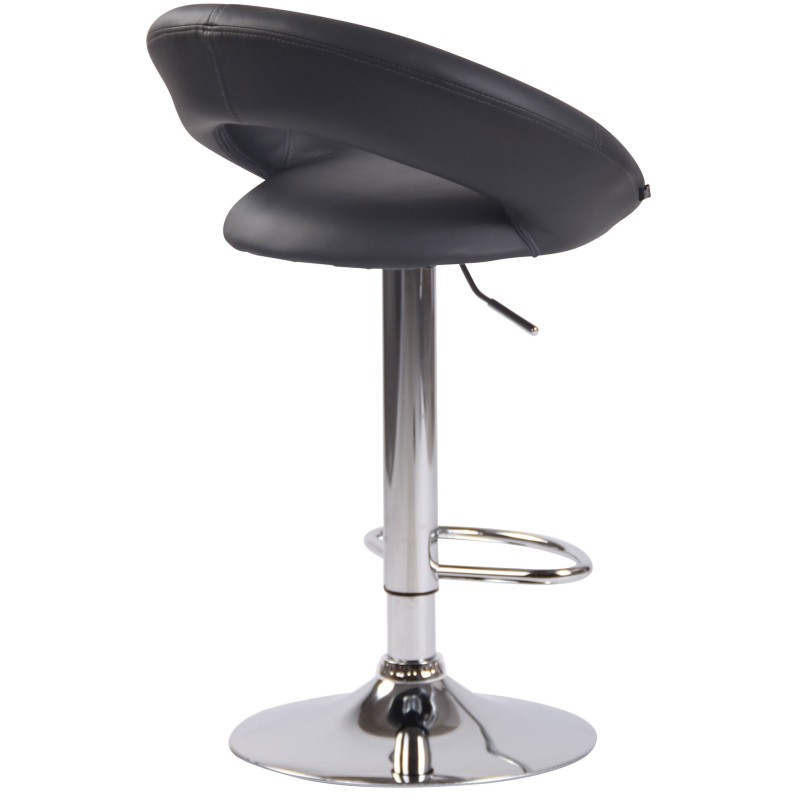 Taburete de bar Olinda en polipiel cromada gris