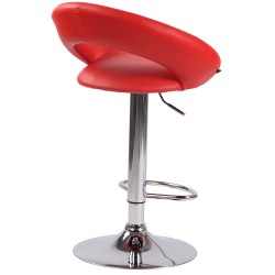 Taburete de bar Olinda en piel sintética cromada roja