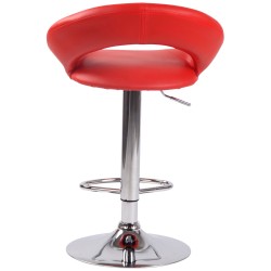 Taburete de bar Olinda en piel sintética cromada roja