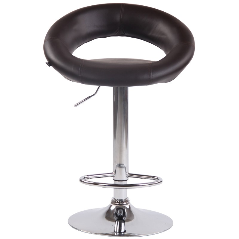 Taburete de bar cromado de polipiel marrón Olinda