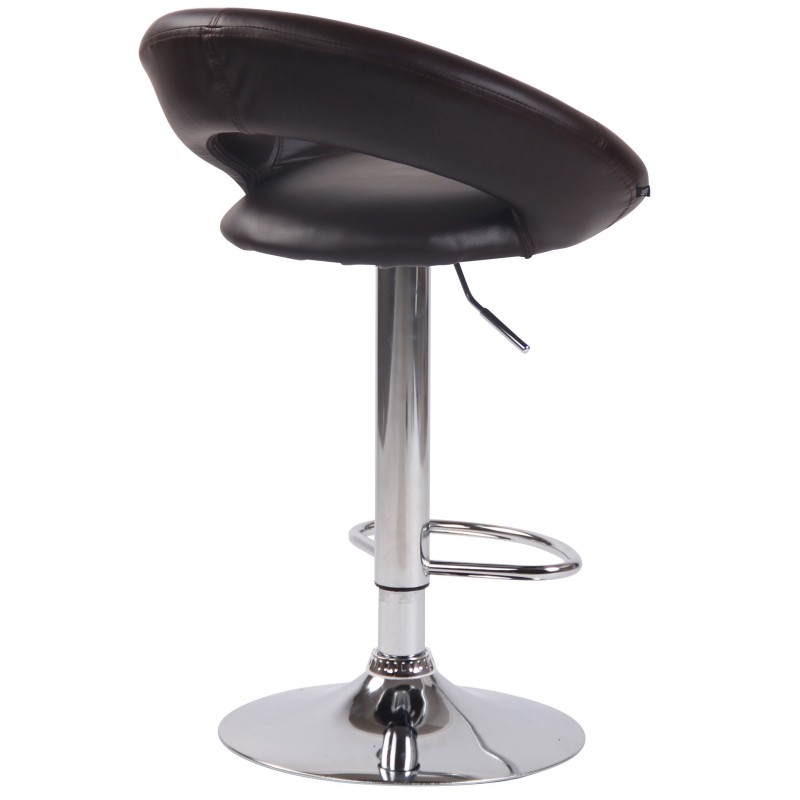 Taburete de bar cromado de polipiel marrón Olinda