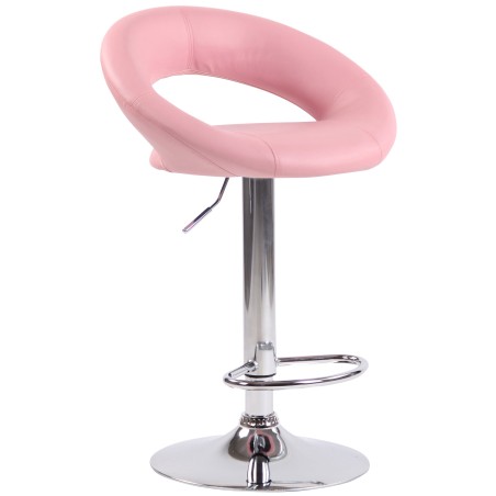 Taburete de bar Olinda en polipiel cromada rosa