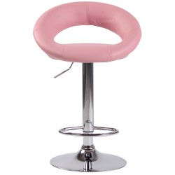 Taburete de bar Olinda en polipiel cromada rosa