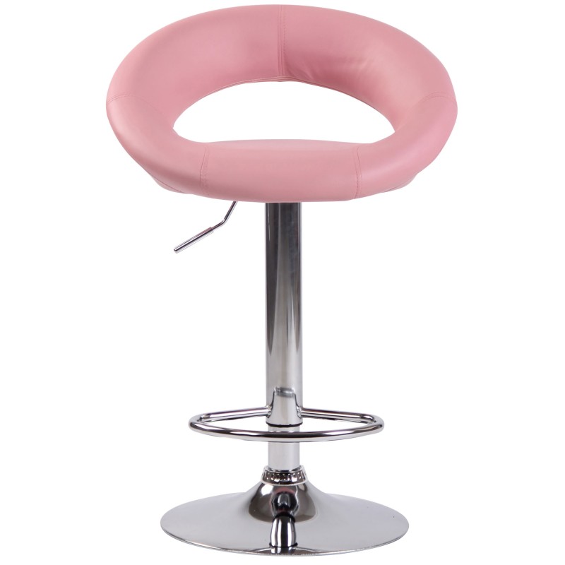 Taburete de bar Olinda en polipiel cromada rosa