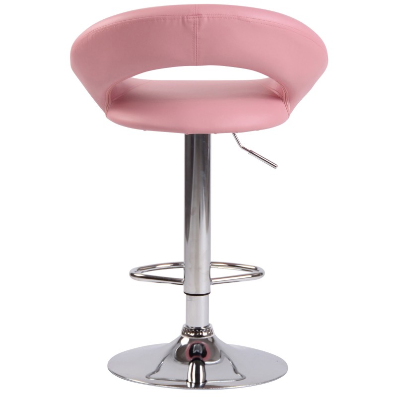 Taburete de bar Olinda en polipiel cromada rosa