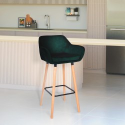 Juego de 2 taburetes de bar de terciopelo verde Grant