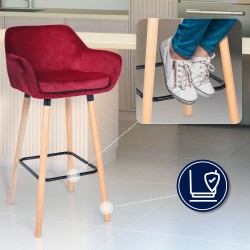 Juego de 2 taburetes de bar Grant de terciopelo rojo