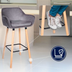 Juego de 2 taburetes de bar Grant en terciopelo gris