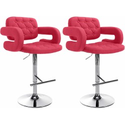 Juego de 2 taburetes de bar Dublin en tela C roja