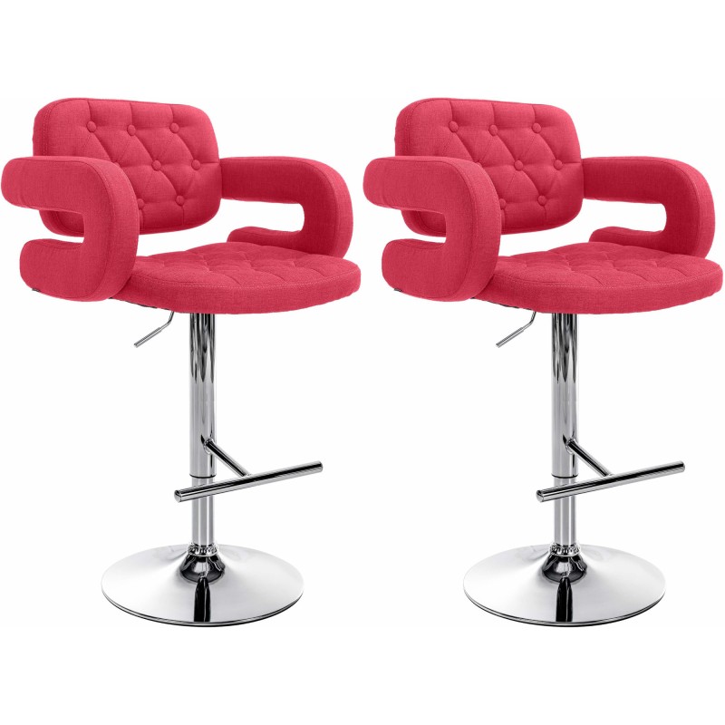 Juego de 2 taburetes de bar Dublin en tela C roja
