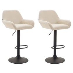 Juego de 2 taburetes de bar Braga de piel sintética color crema y negro