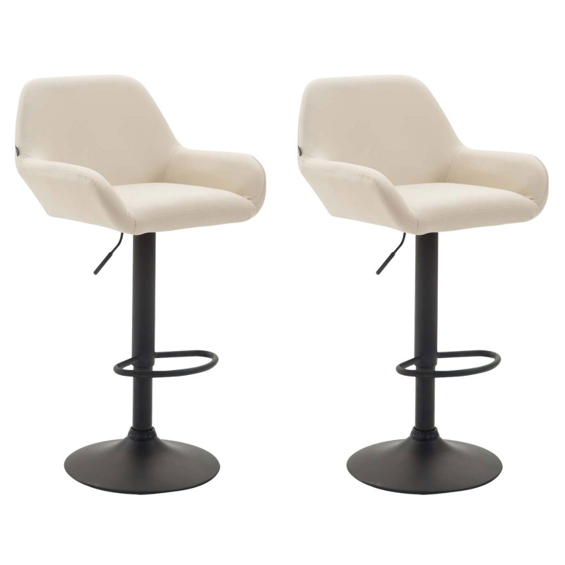 Juego de 2 taburetes de bar Braga de piel sintética color crema y negro