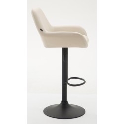 Juego de 2 taburetes de bar Braga de piel sintética color crema y negro