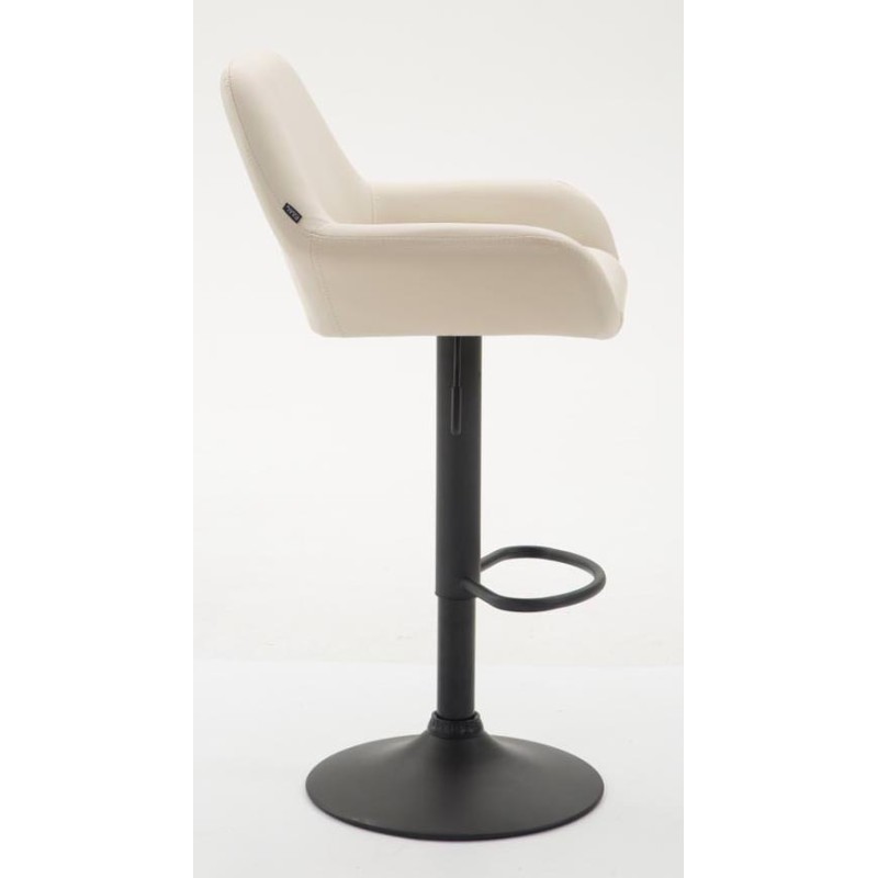 Juego de 2 taburetes de bar Braga de piel sintética color crema y negro