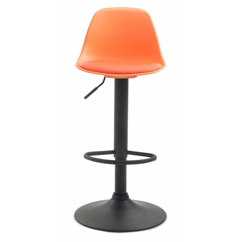 Juego de 2 taburetes de bar Kiel en plástico negro y naranja