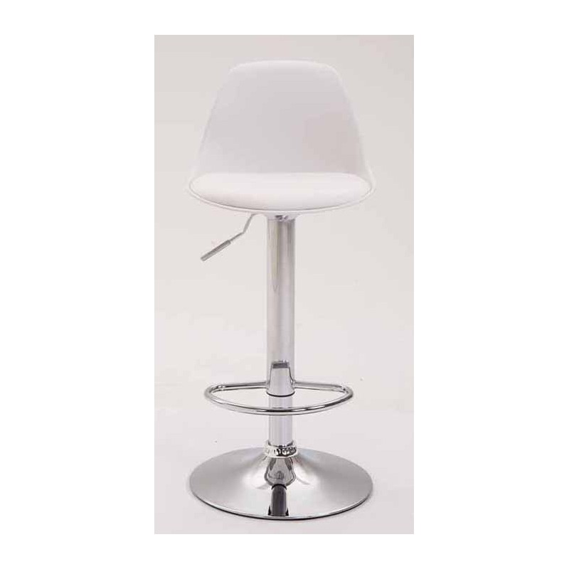 Juego de 2 taburetes de bar Kiel en plástico cromado blanco