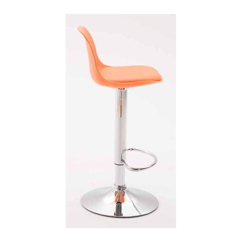 Juego de 2 taburetes de bar Kiel en plástico cromado naranja
