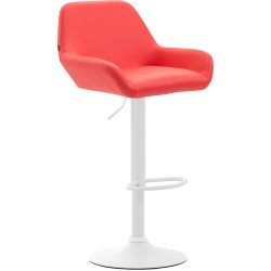 Taburete de bar Braga en piel sintética blanca y roja