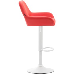 Taburete de bar Braga en piel sintética blanca y roja