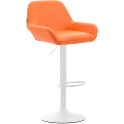 Taburete de bar Braga en piel sintética blanca y naranja