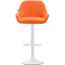 Taburete de bar Braga en piel sintética blanca y naranja