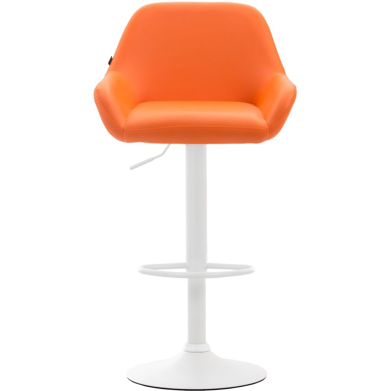 Taburete de bar Braga en piel sintética blanca y naranja