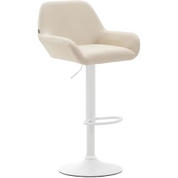 Taburete de bar Braga de piel sintética color blanco crema