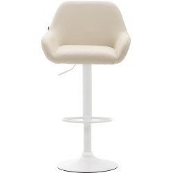 Taburete de bar Braga de piel sintética color blanco crema