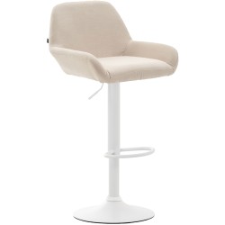 Taburete de bar Braga en tela color blanco crema