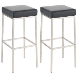 Juego de 2 taburetes de bar Montreal 85 en polipiel negra y acero inoxidable