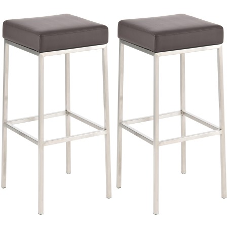 Juego de 2 taburetes de bar Montreal 85 en piel sintética marrón y acero inoxidable