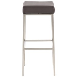 Juego de 2 taburetes de bar Montreal 85 en piel sintética marrón y acero inoxidable