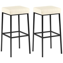 Juego de 2 taburetes de bar Montreal 85 en piel sintética color negro y crema