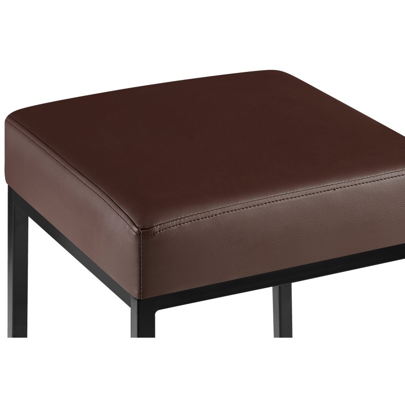 Juego de 2 taburetes de bar Montreal 85 en piel sintética negra y marrón