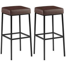 Juego de 2 taburetes de bar Montreal 85 en piel sintética negra y marrón