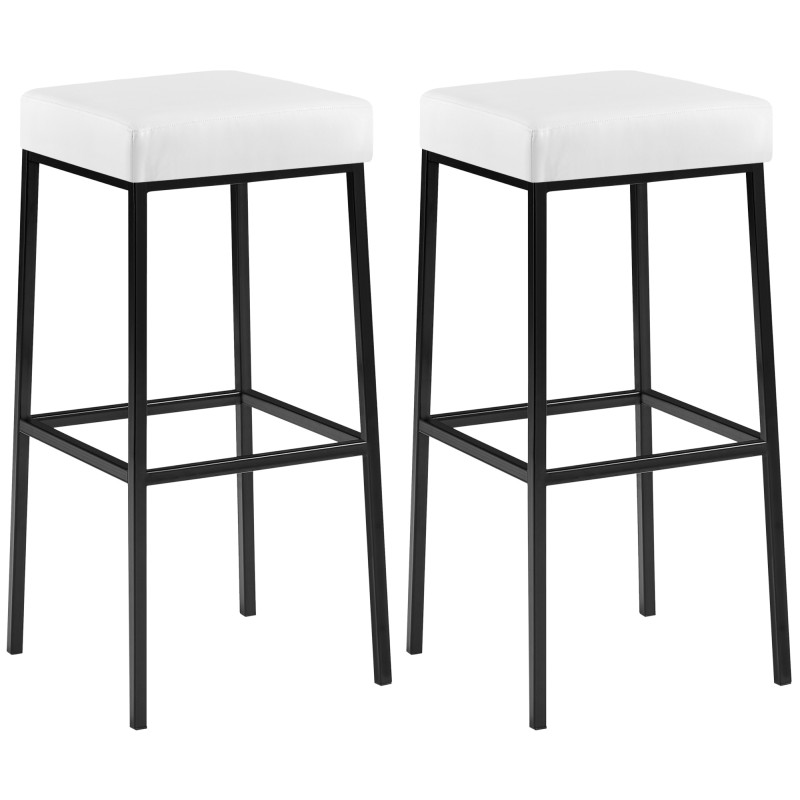 Juego de 2 taburetes de bar Montreal 85 en piel sintética blanca y negra