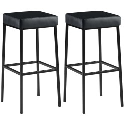 Juego de 2 taburetes de bar Montreal 85 en piel sintética negra