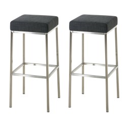 Juego de 2 taburetes de bar Montreal 80 en tela de acero inoxidable gris oscuro