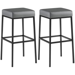 Juego de 2 taburetes de bar Montreal 80 en piel sintética negra y gris