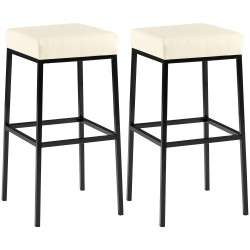 Juego de 2 taburetes de bar Montreal 80 en piel sintética color negro y crema