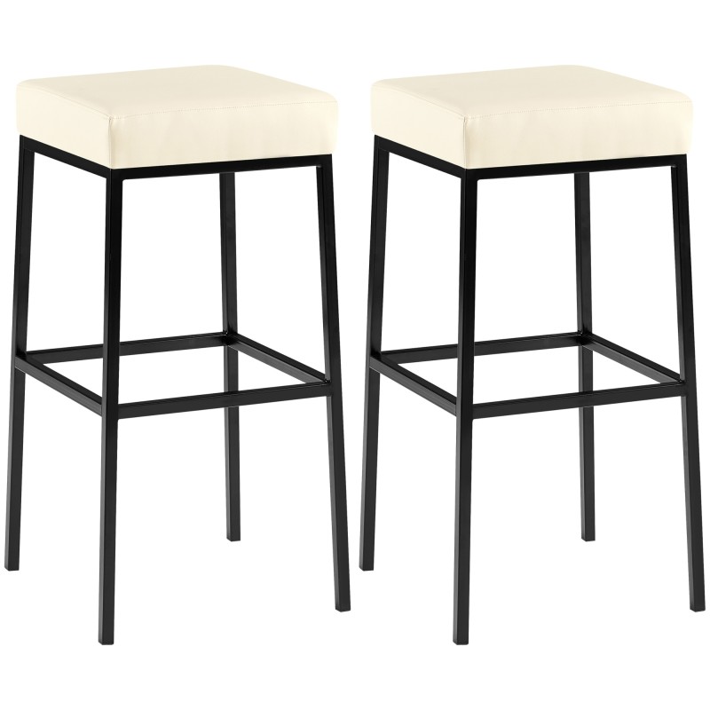 Juego de 2 taburetes de bar Montreal 80 en piel sintética color negro y crema