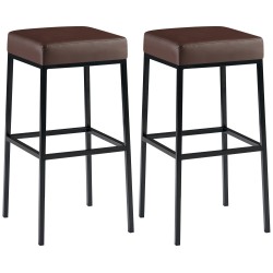 Juego de 2 taburetes de bar Montreal 80 en piel sintética negra y marrón