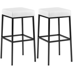 Juego de 2 taburetes de bar Montreal 80 en piel sintética blanca y negra