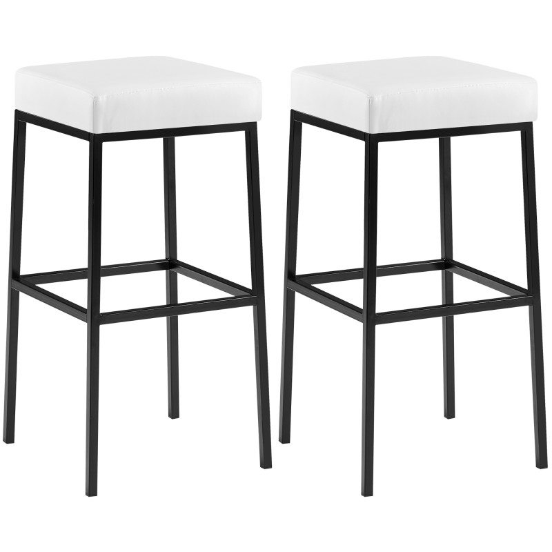 Juego de 2 taburetes de bar Montreal 80 en piel sintética blanca y negra