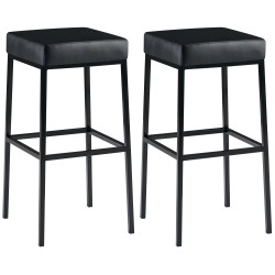 Juego de 2 taburetes de bar Montreal 80 en piel sintética negra
