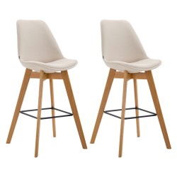 Juego de 2 taburetes de bar Metz en tejido Natura color crema