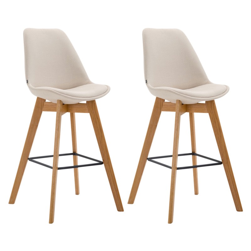 Juego de 2 taburetes de bar Metz en tejido Natura color crema