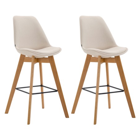 Juego de 2 taburetes de bar Metz en tejido Natura color crema