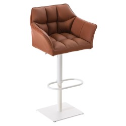Juego de 2 taburetes de bar Damaso en símil piel color marrón claro y blanco Juego de 2 taburetes de bar Damaso en símil piel color marrón claro y blanco