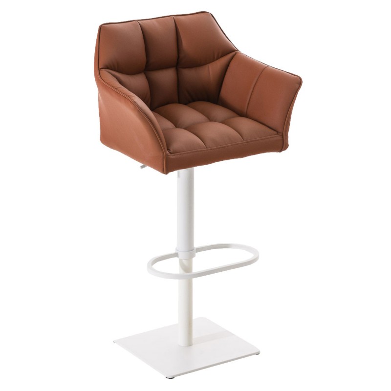 Juego de 2 taburetes de bar Damaso en símil piel color marrón claro y blanco
